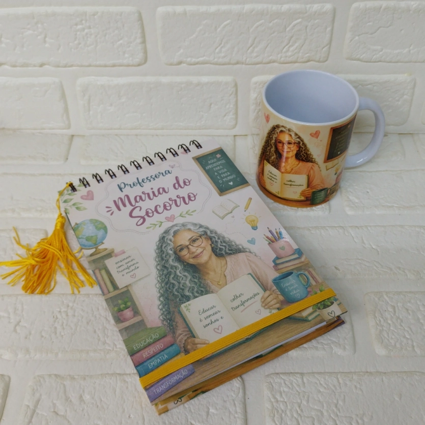 Kit presente Bloco personalizado e Caneca